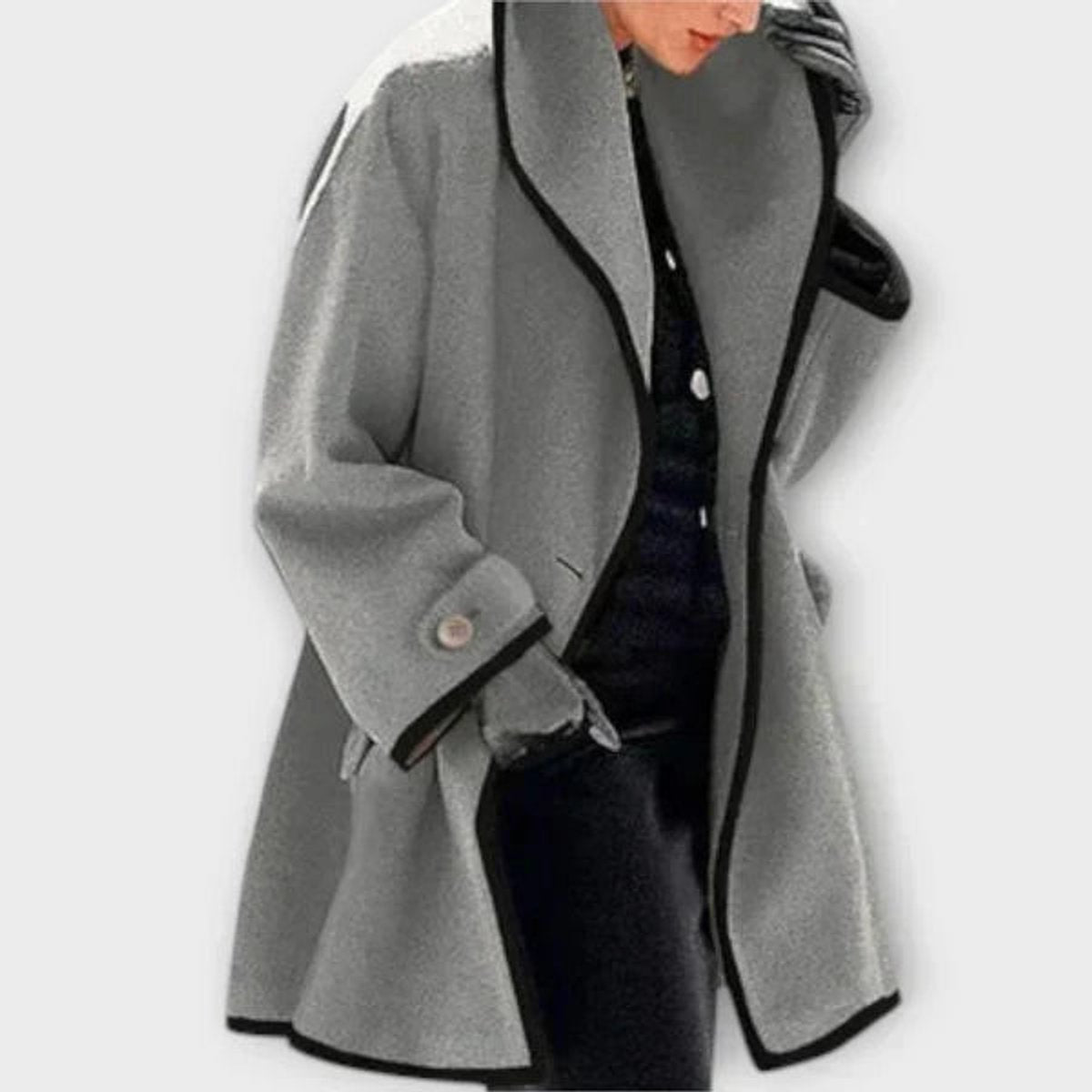 Millie | Women's Oversized Wool Blend Coat - Grey