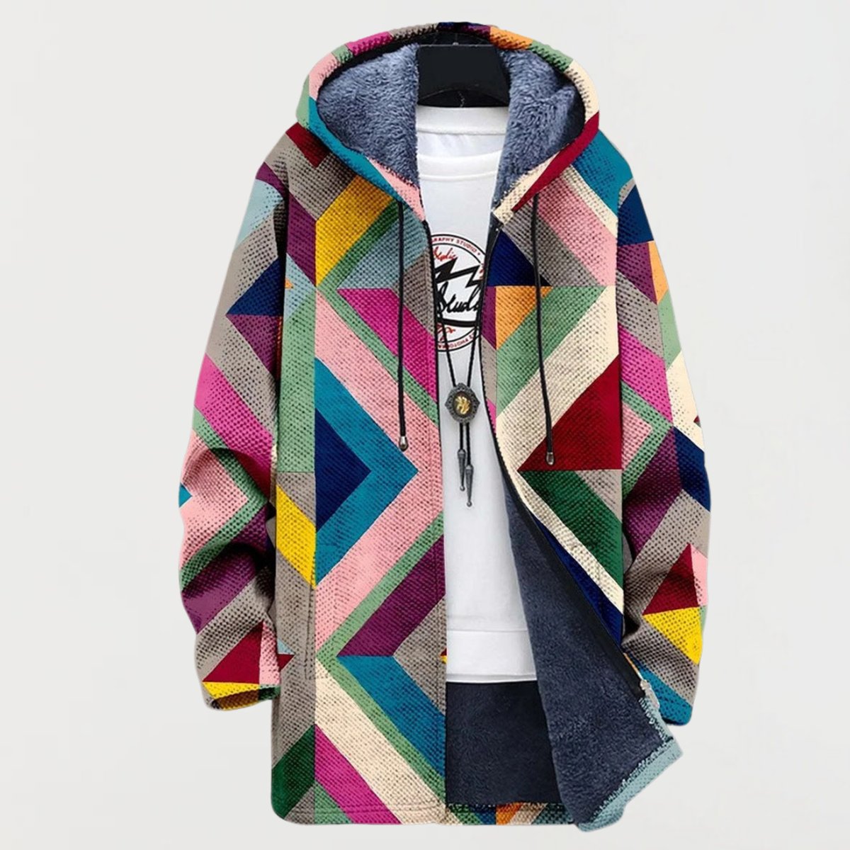 Charlotte | Women's Fleece Lined Hooded Oversized Coat - Multicolour