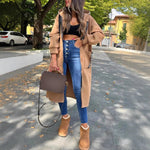 Rowan | Women's Hooded Oversized Longline Coat - Khaki