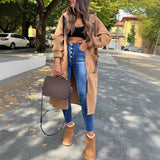 Rowan | Women's Hooded Oversized Longline Coat - Khaki