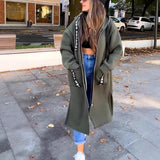 Rowan | Women's Hooded Oversized Longline Coat - Green