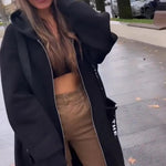 Rowan | Women's Hooded Oversized Longline Coat - Black