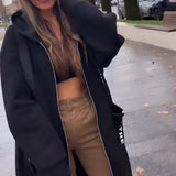 Rowan | Women's Hooded Oversized Longline Coat - Black
