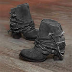 Grace | Women's Block Heel Suede Look Wrap Western Boots - Gray