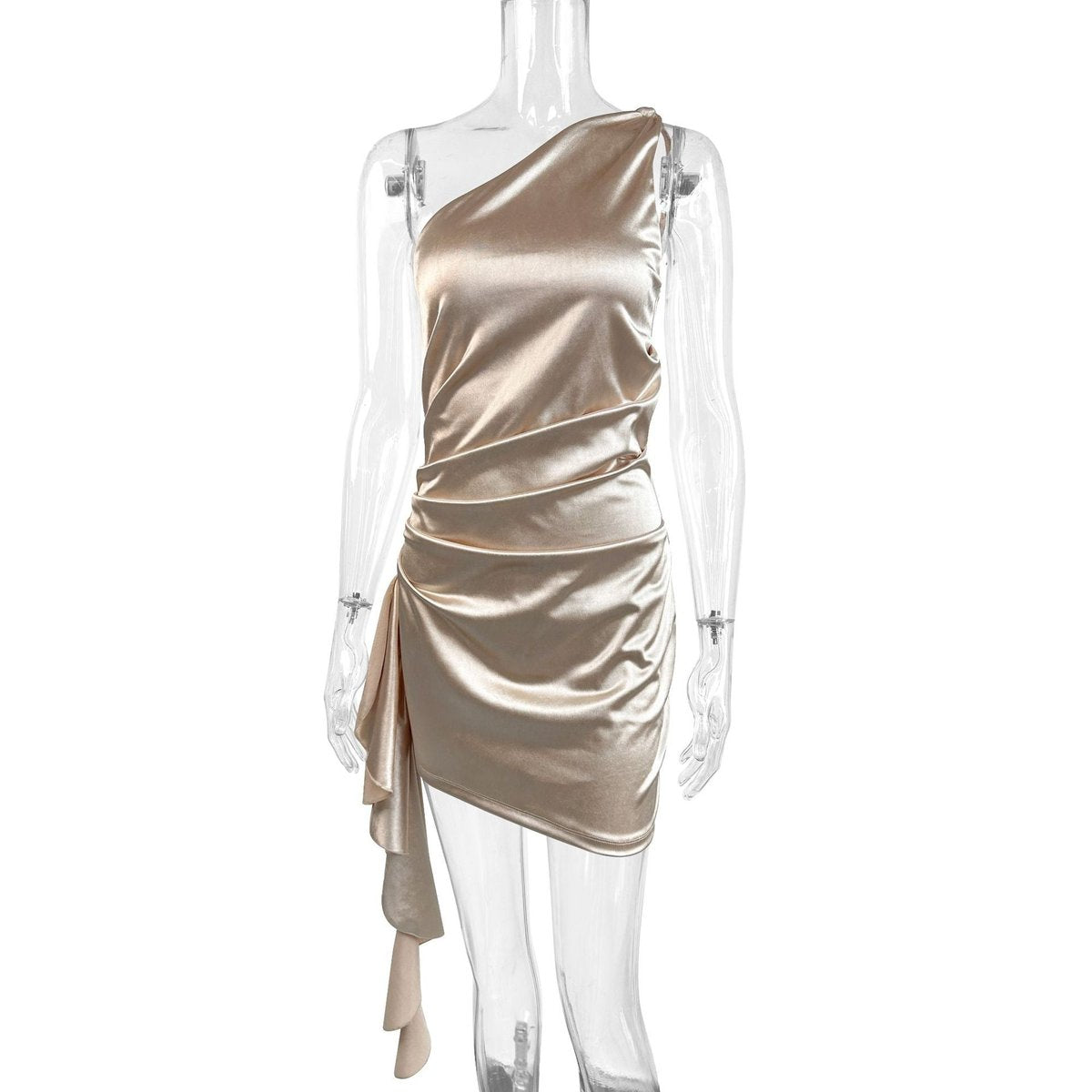 Dora | Women's One Shoulder Satin Asymmetric Cocktail Dress