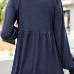 Amelia | Women's Long Sleeve V Neck Blouse - Dark Blue