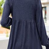 Amelia | Women's Long Sleeve V Neck Blouse - Dark Blue