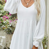 Amelia | Women's Long Sleeve V Neck Blouse - White