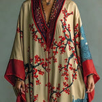 Samantha | Women's Long Sleeve Floral Maxi Dress - Red