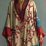Samantha | Women's Long Sleeve Floral Maxi Dress - Red