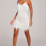 Cecilia | Women's V Neck Fringe Mini Cocktail Dress