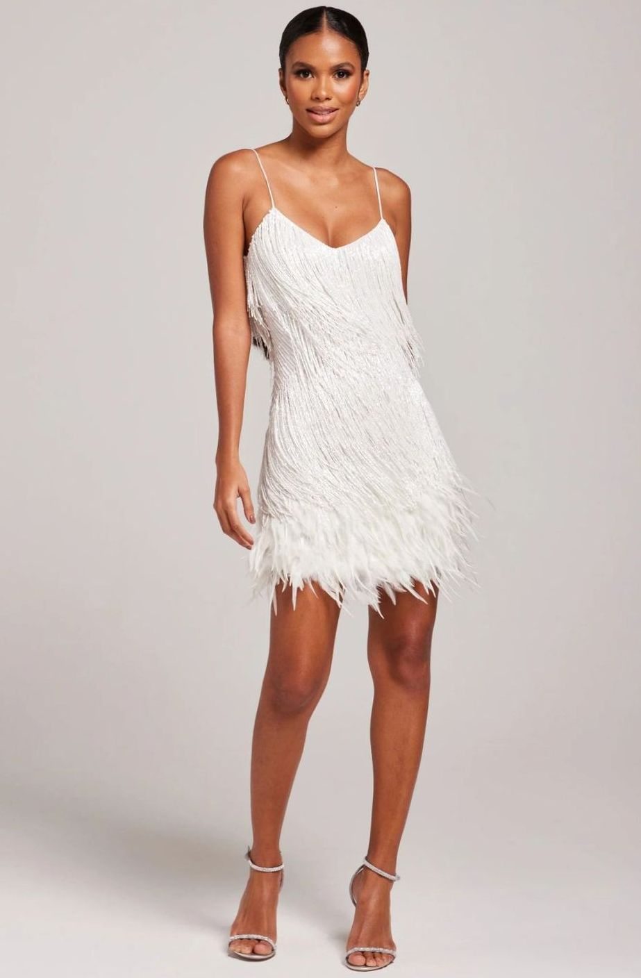 Cecilia | Women's V Neck Fringe Mini Cocktail Dress - Pink