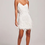 Cecilia | Women's V Neck Fringe Mini Cocktail Dress - Pink