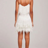 Cecilia | Women's V Neck Fringe Mini Cocktail Dress