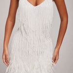 Cecilia | Women's V Neck Fringe Mini Cocktail Dress