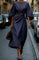 Cassandra | Women's Belted Midi Dress - Navy Blue