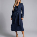 Yvette | Women's Belted Wool Blend Longline Trench Coat