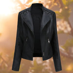 Regina | Women's Faux Leather Biker Jacket - Black