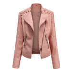 Regina | Women's Faux Leather Biker Jacket - Pink