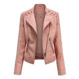 Regina | Women's Faux Leather Biker Jacket - Pink