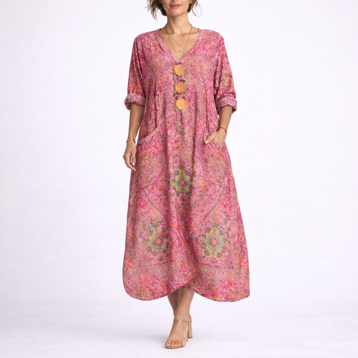 Cordelia | Women's V Neck Maxi Wedding Guest Dress - Red Carpet