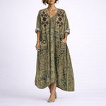 Cordelia | Women's V Neck Maxi Wedding Guest Dress - Green