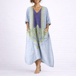 Cordelia | Women's V Neck Maxi Wedding Guest Dress - Blue & Purple