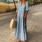 Katherine | Women's Long Sleeve Floral V Neck Cocktail Dress - Blue