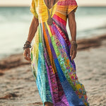 Antonia | Women's Long Sleeve V Neck Boho Midi Dress