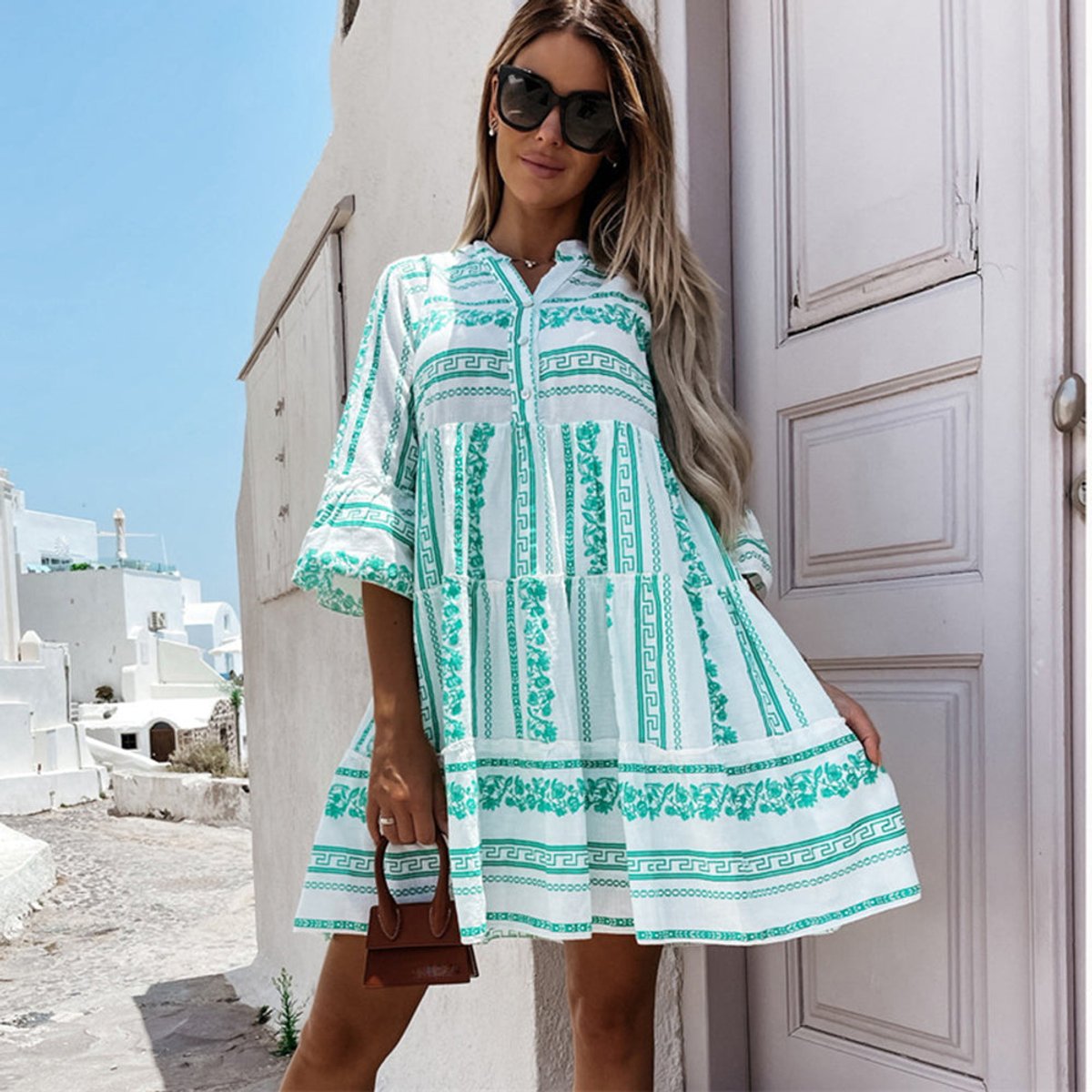 Margaret | Women's Oversized Floral Tiered Tunic Dress