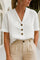Aurelia | Women's Oversized Button Front V Neck Blouse - White