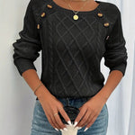 Cheryl | Women's Cable Knit Round Neck Jumper - Red