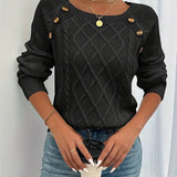 Cheryl | Women's Cable Knit Round Neck Jumper - Red