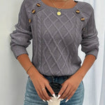 Cheryl | Women's Cable Knit Round Neck Jumper - Dusty Pink