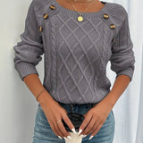 Cheryl | Women's Cable Knit Round Neck Jumper - Dusty Pink