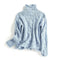 Angela | Women's Long Sleeve Cable Knit Turtleneck Jumper - Blue