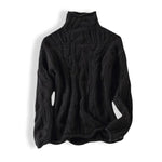 Angela | Women's Long Sleeve Cable Knit Turtleneck Jumper - Black