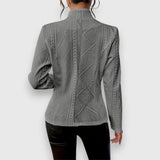 Andrea | Women's Long Sleeve Cable Knit Mock Neck Jumper - Grey