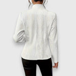 Andrea | Women's Long Sleeve Cable Knit Mock Neck Jumper - White