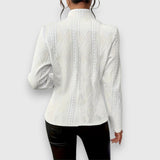 Andrea | Women's Long Sleeve Cable Knit Mock Neck Jumper - White