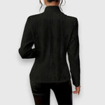 Andrea | Women's Long Sleeve Cable Knit Mock Neck Jumper - Black