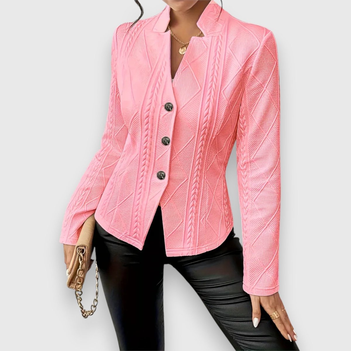 Andrea | Women's Long Sleeve Cable Knit Mock Neck Jumper