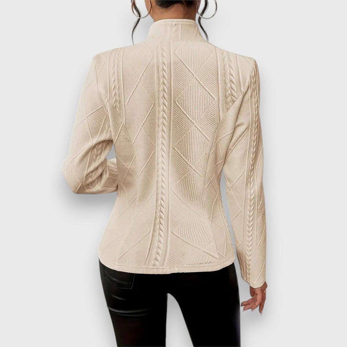 Andrea | Women's Long Sleeve Cable Knit Mock Neck Jumper