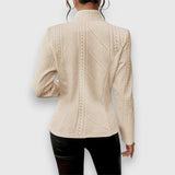Andrea | Women's Long Sleeve Cable Knit Mock Neck Jumper