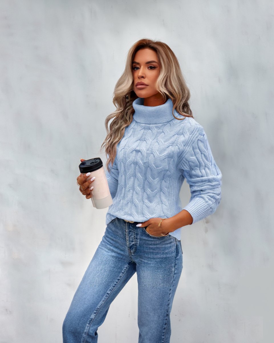 Ruby | Women's Long Sleeve Cable Knit Turtleneck Jumper