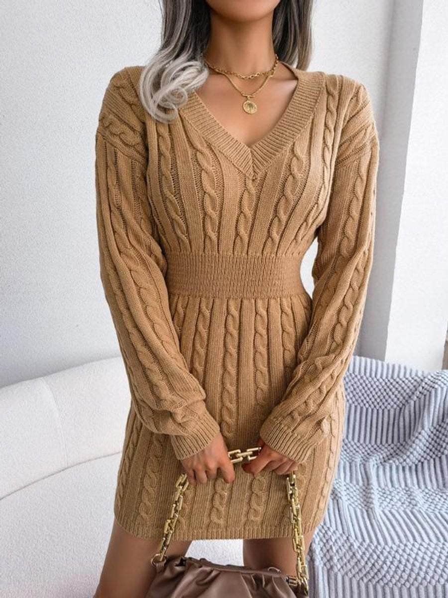Crystal | Women's Long Sleeve Cable Knit V Neck Jumper - Off White