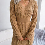 Crystal | Women's Long Sleeve Cable Knit V Neck Jumper - Off White