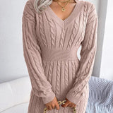 Crystal | Women's Long Sleeve Cable Knit V Neck Jumper - Pink