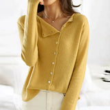 Talia | Women's Oversized Asymmetric Cardigan - Yellow