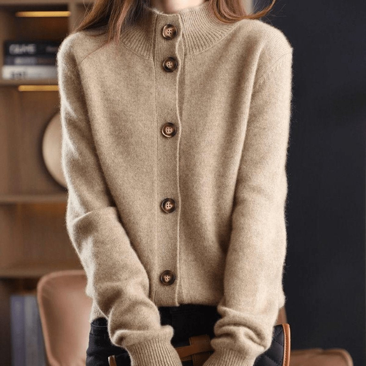 Primrose | Women's Cashmere Feel Cardigan - Brown